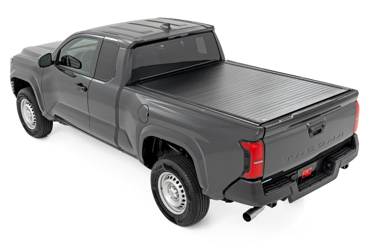 Toyota Tacoma Hard Roll Up Bed Cover - Rough Country - Sleek Flush, Low-Profile Design - Matte black - '24-'26